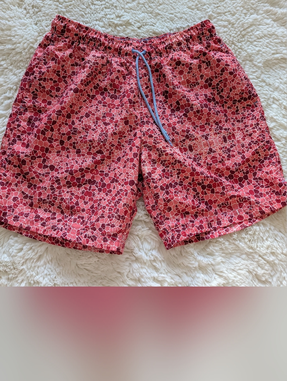 Taylor Byrd swim trunks Mens Sz.M multicolor coral Mesh lining 7” inseam